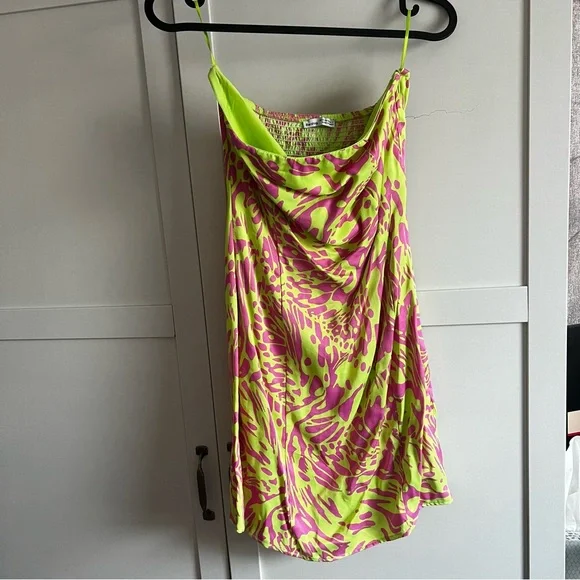 Bershka | Dresses | Lime Green And Pink Dress | Poshmark